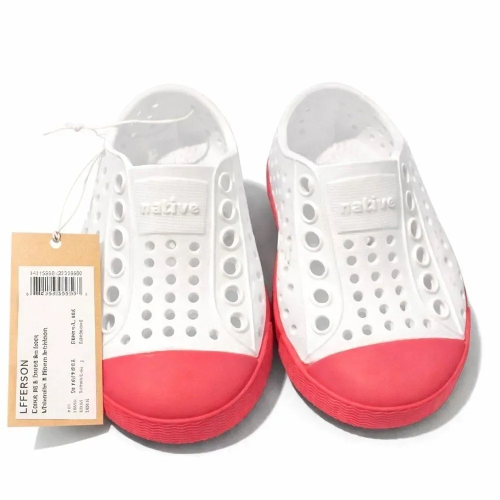 Native Jefferson Toddler Slip-On Water Shoes Shell White/Dazzle Pink C4 Lightwei